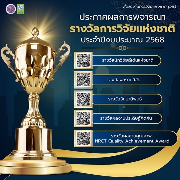 ขอแสดงความยินดีกับอาจารย์ ดร.กิตติกานต์ พรประทุม  ที่ได้รับรางวัลผลงานคุณภาพ (NRCT Quality Achievement Award)